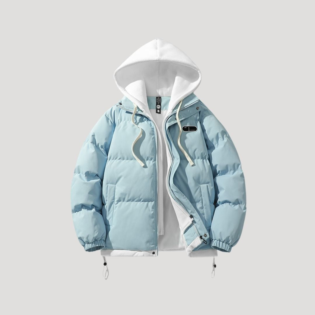 Men’s quilted puffer winter jacket with hood