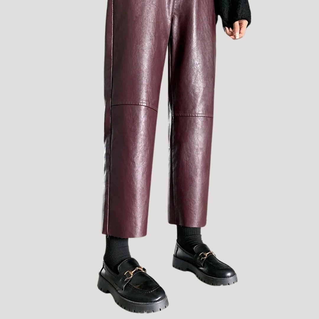 Women’s faux leather trousers high waisted straight leg