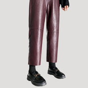 Women’s faux leather trousers high waisted straight leg