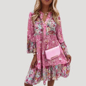 Floral boho tiered midi dress