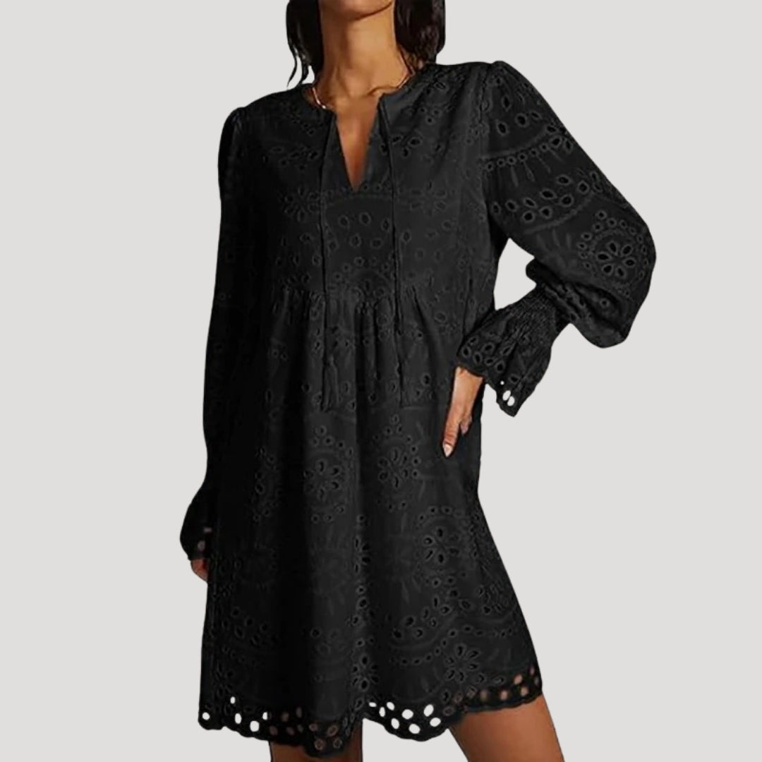 Broderie anglaise long sleeve dress