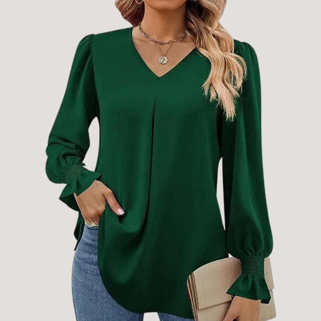 Elegant v-neck long-sleeve blouse