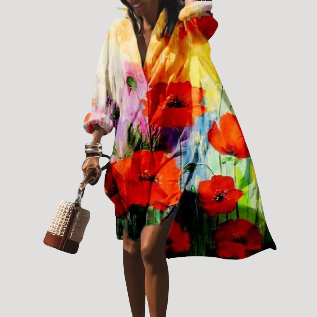 Women’s oversized long sleeve midi shirt dress