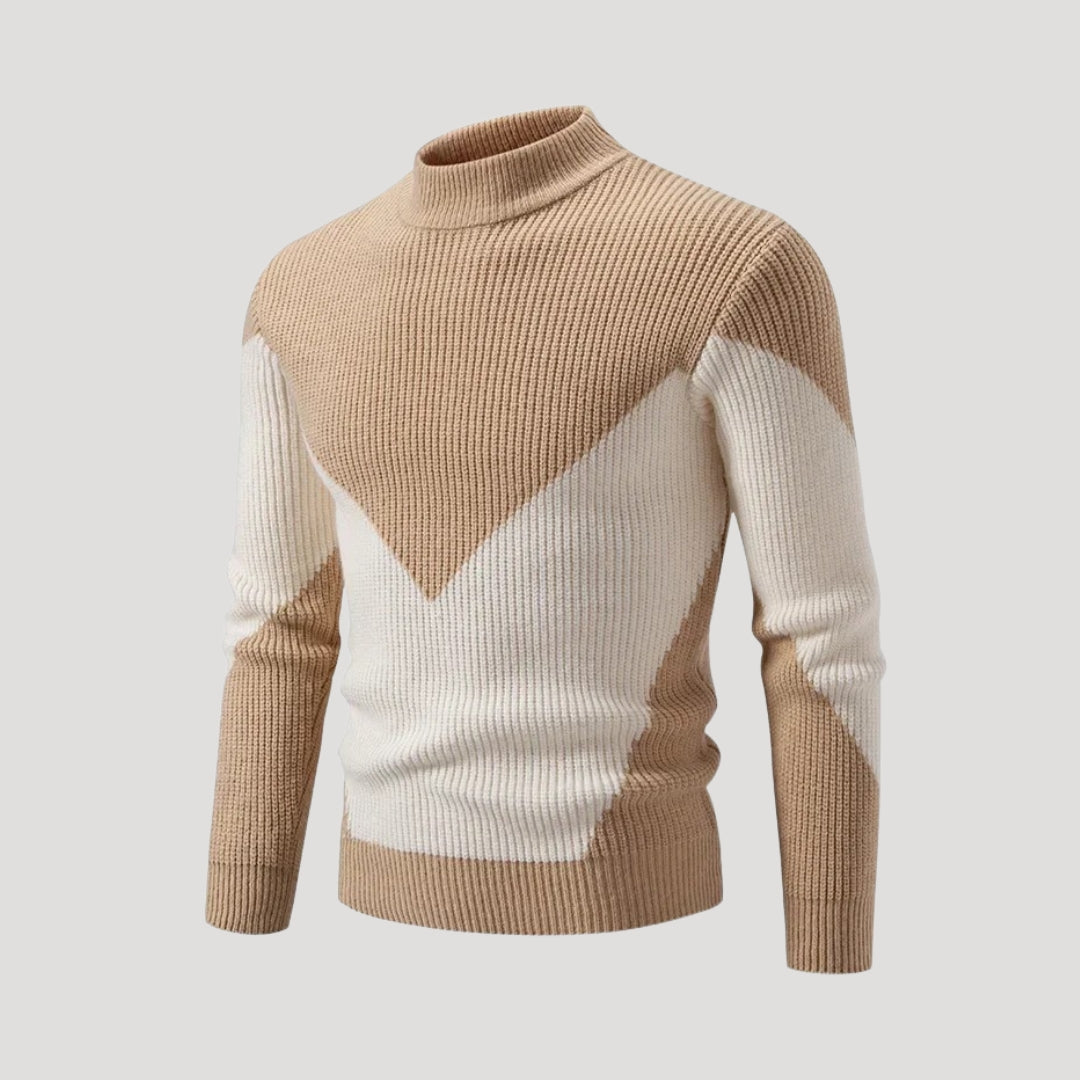 Graphic knit mock-neck sweater