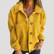 Women cozy teddy shacket