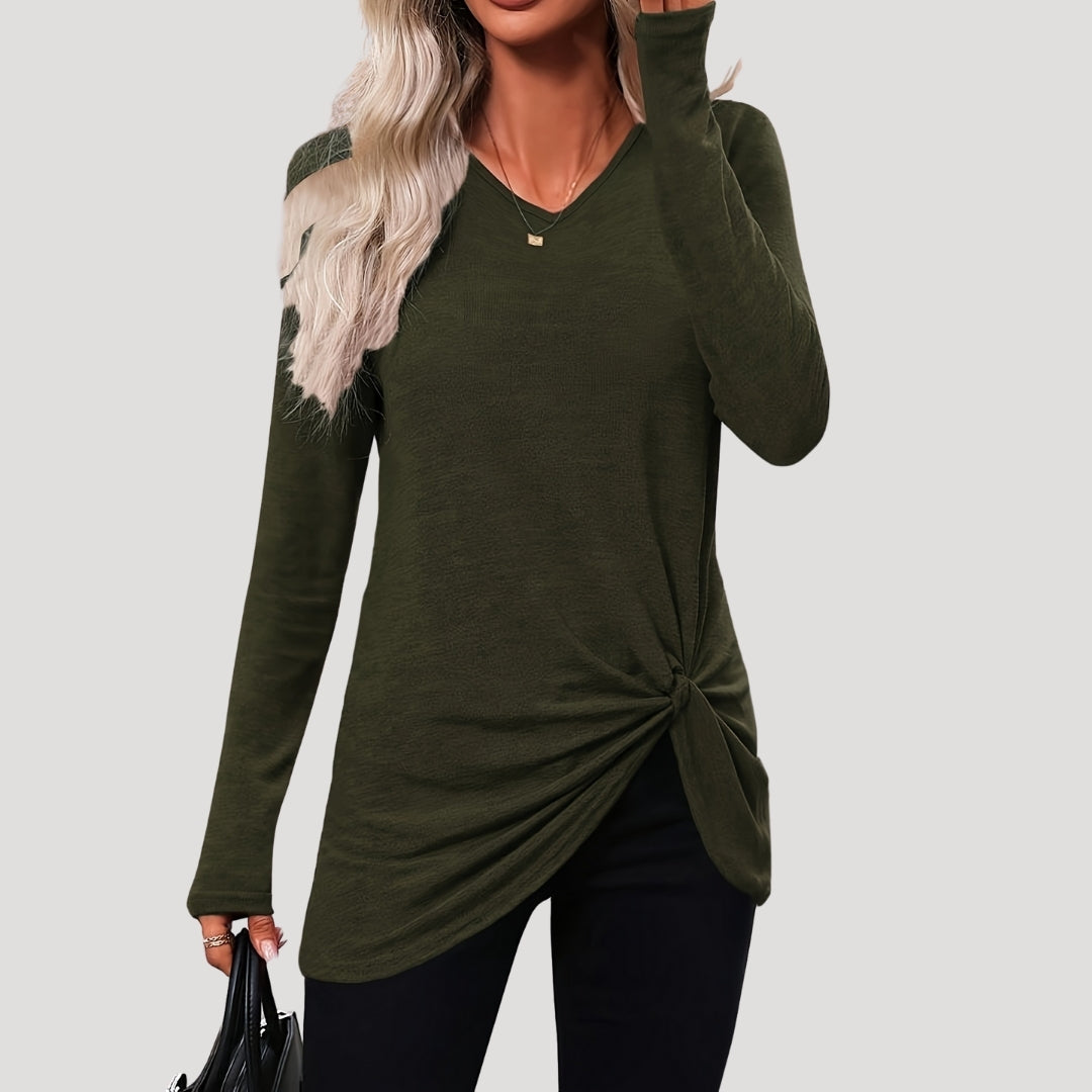 Long sleeve knotted hem tunic