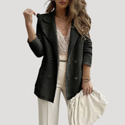 Ribbed double-breasted blazer jacket