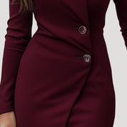 Women's spring buttoned wrap midi dress