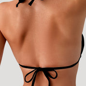 Black tie-side triangle bikini set