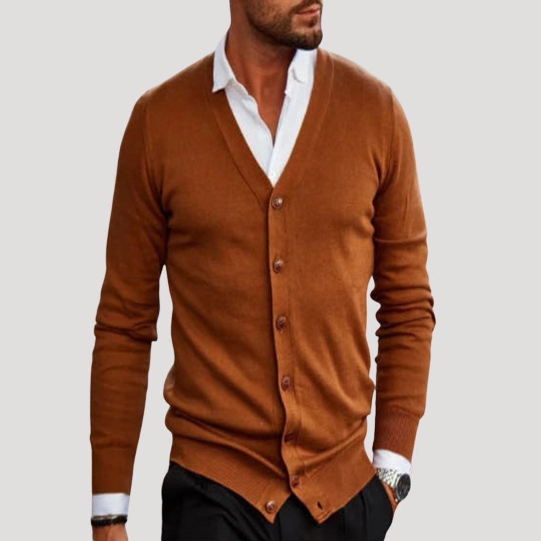 Men’s lightweight v neck button knit cardigan