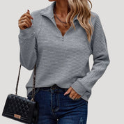 Women ribbed half-zip pullover