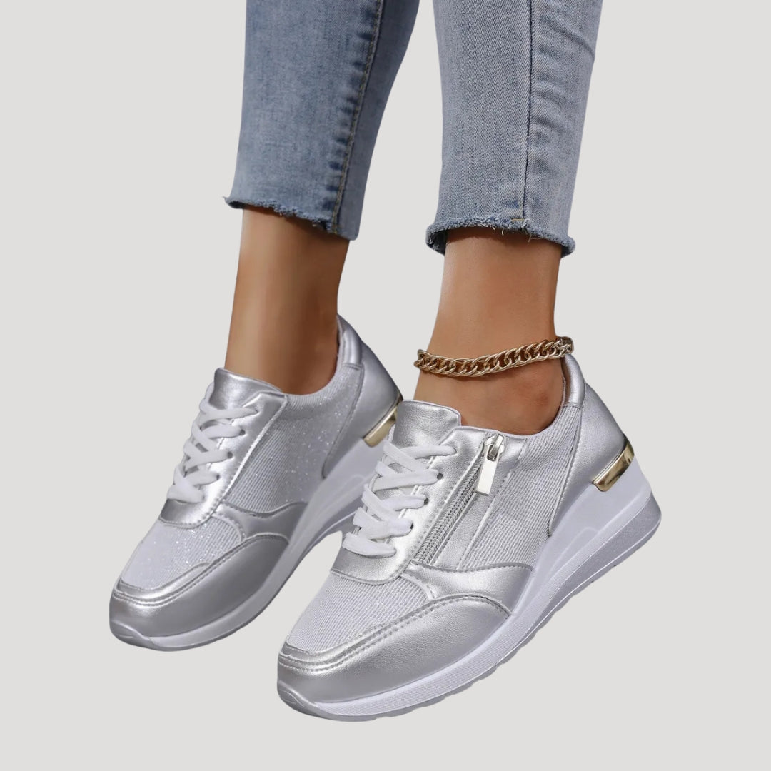 Women’s platform wedge trainers lace up casual sneakers