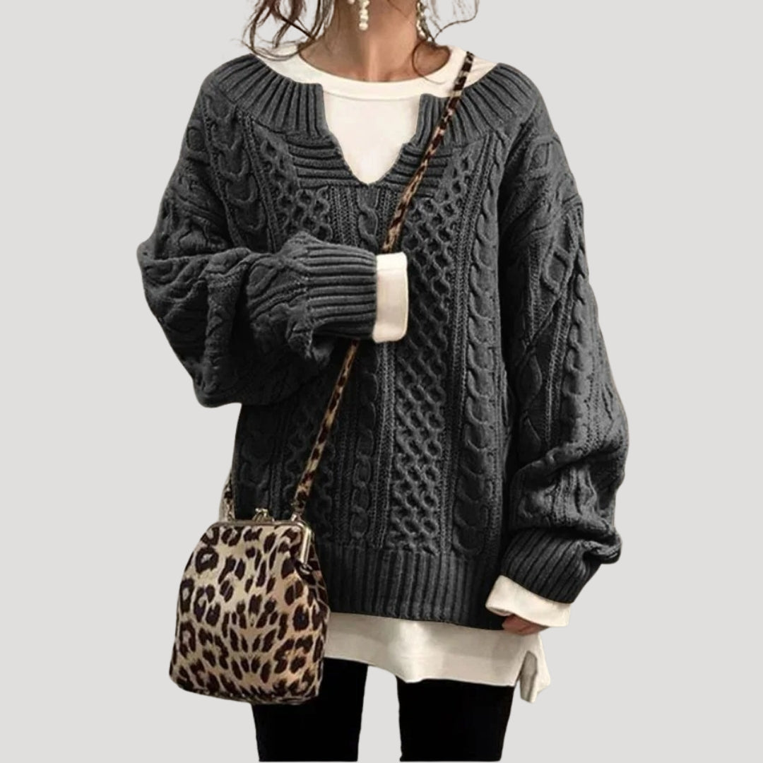 Women chunky cable knit jumper