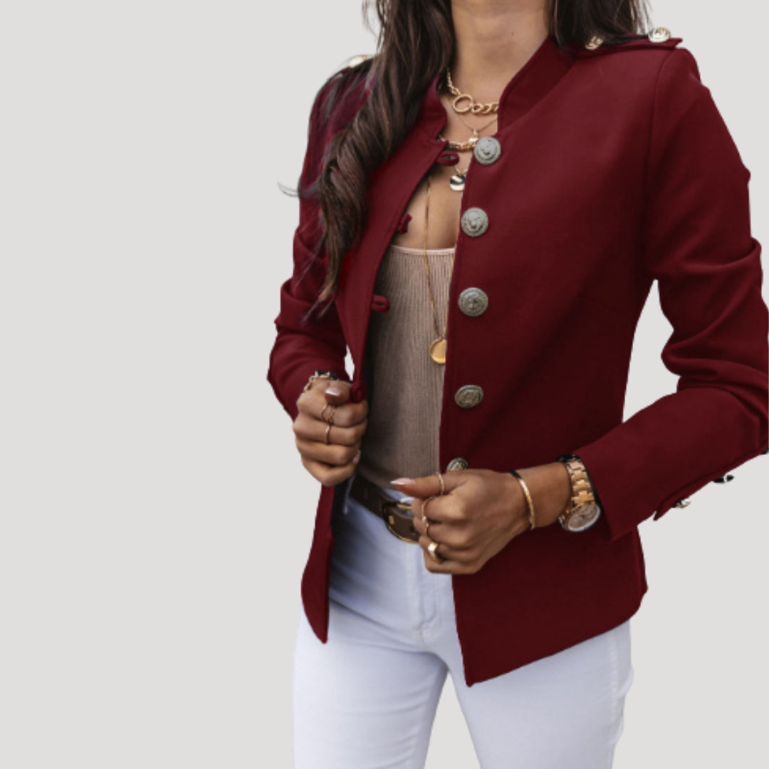 Women’s tailored spring jacket with button fastening