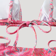 Paisley print tie-side bikini set