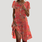 Women’s floral v neck short sleeve midi dress