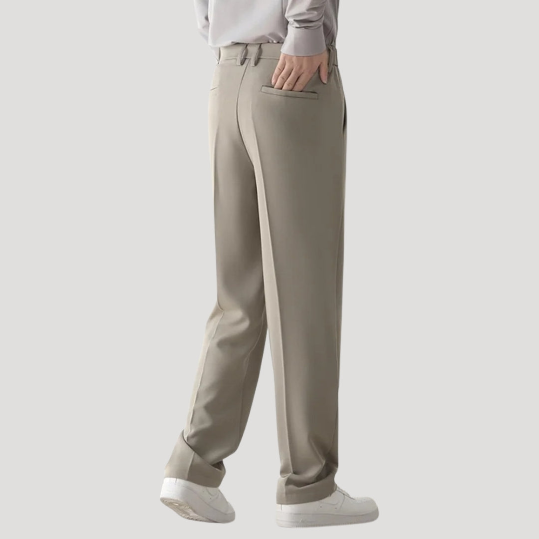 Men’s smart casual trousers elastic waist straight leg