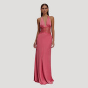 Women’s lace halter maxi wedding guest dress