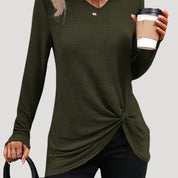 Long sleeve knotted hem tunic