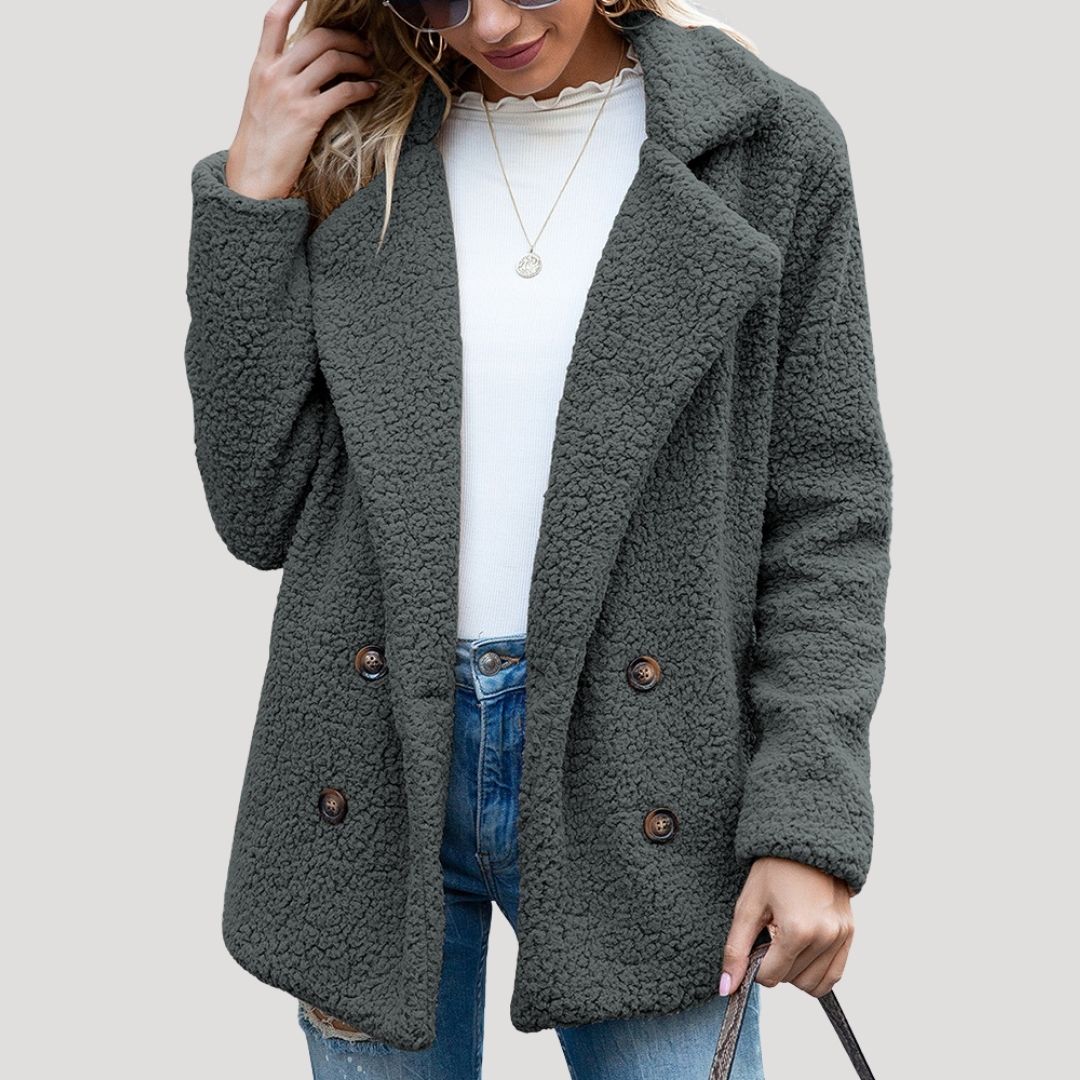 Women’s teddy fleece double breasted winter jacket