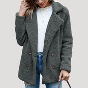 Women’s teddy fleece double breasted winter jacket