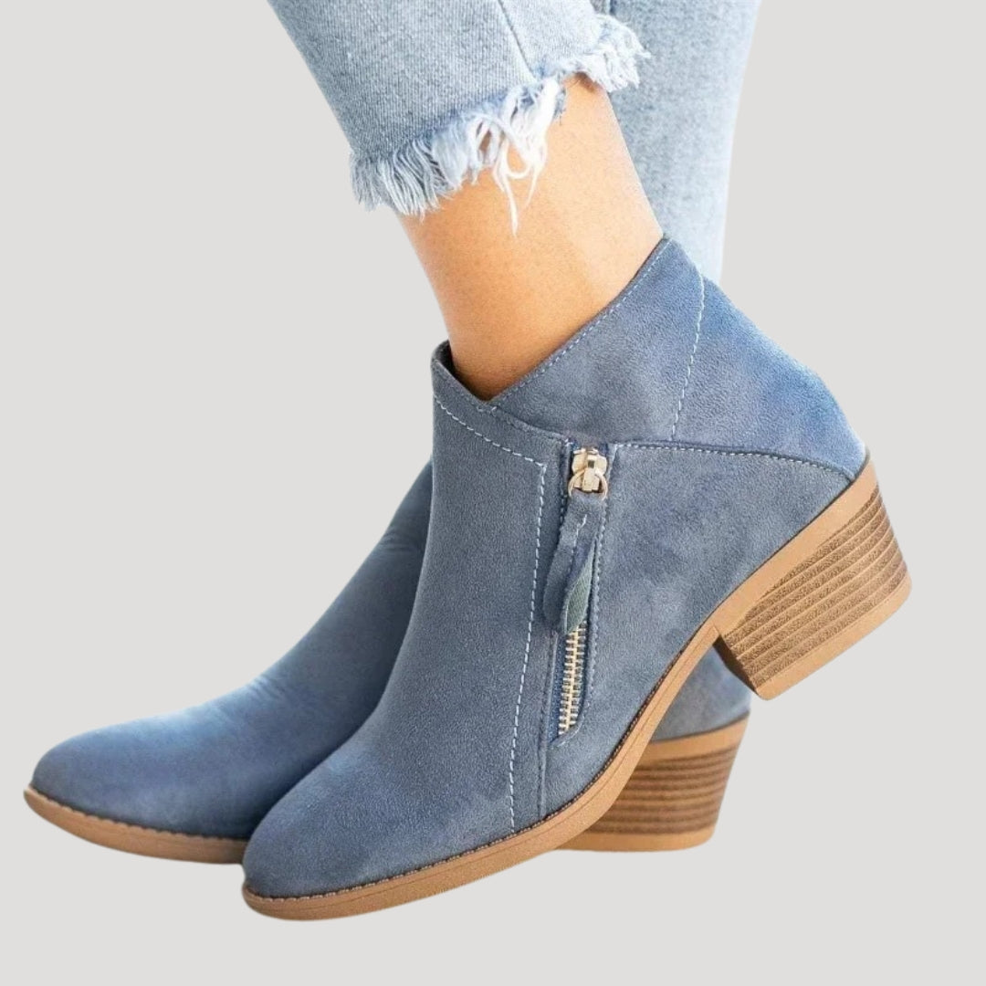 Women suede block heel boots