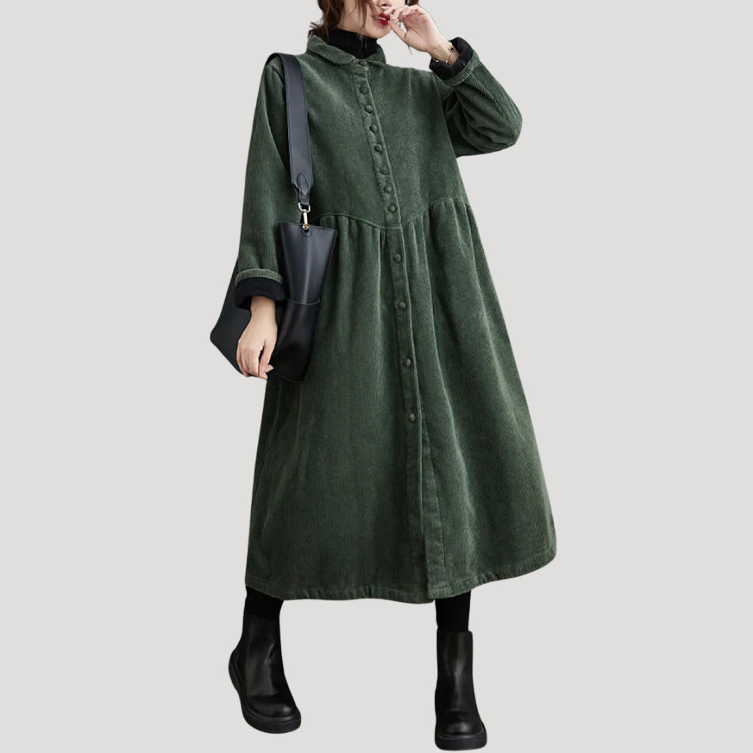 Women’s long button front midi swing coat