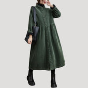Women’s long button front midi swing coat