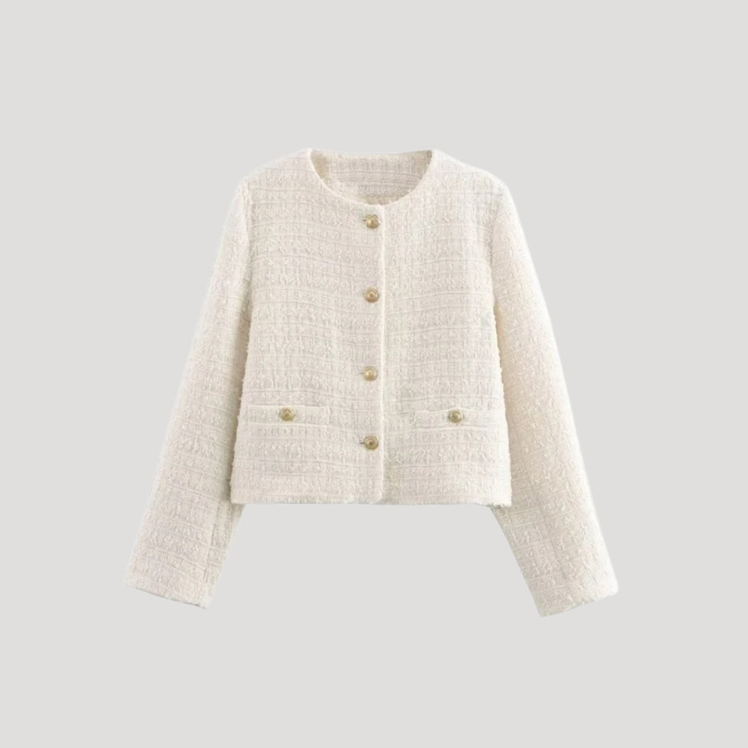 Women textured tweed cropped cardigan