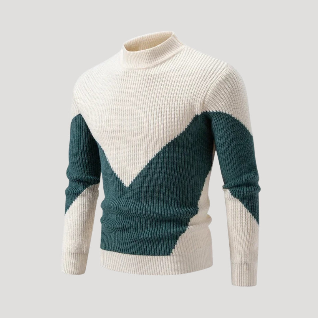 Graphic knit mock-neck sweater