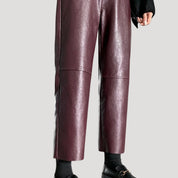 Women’s faux leather trousers high waisted straight leg