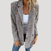Women’s checked longline tweed blazer jacket