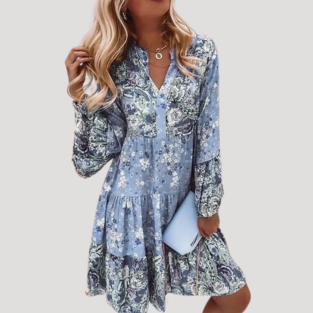 Floral boho tiered midi dress