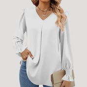 Elegant v-neck long-sleeve blouse