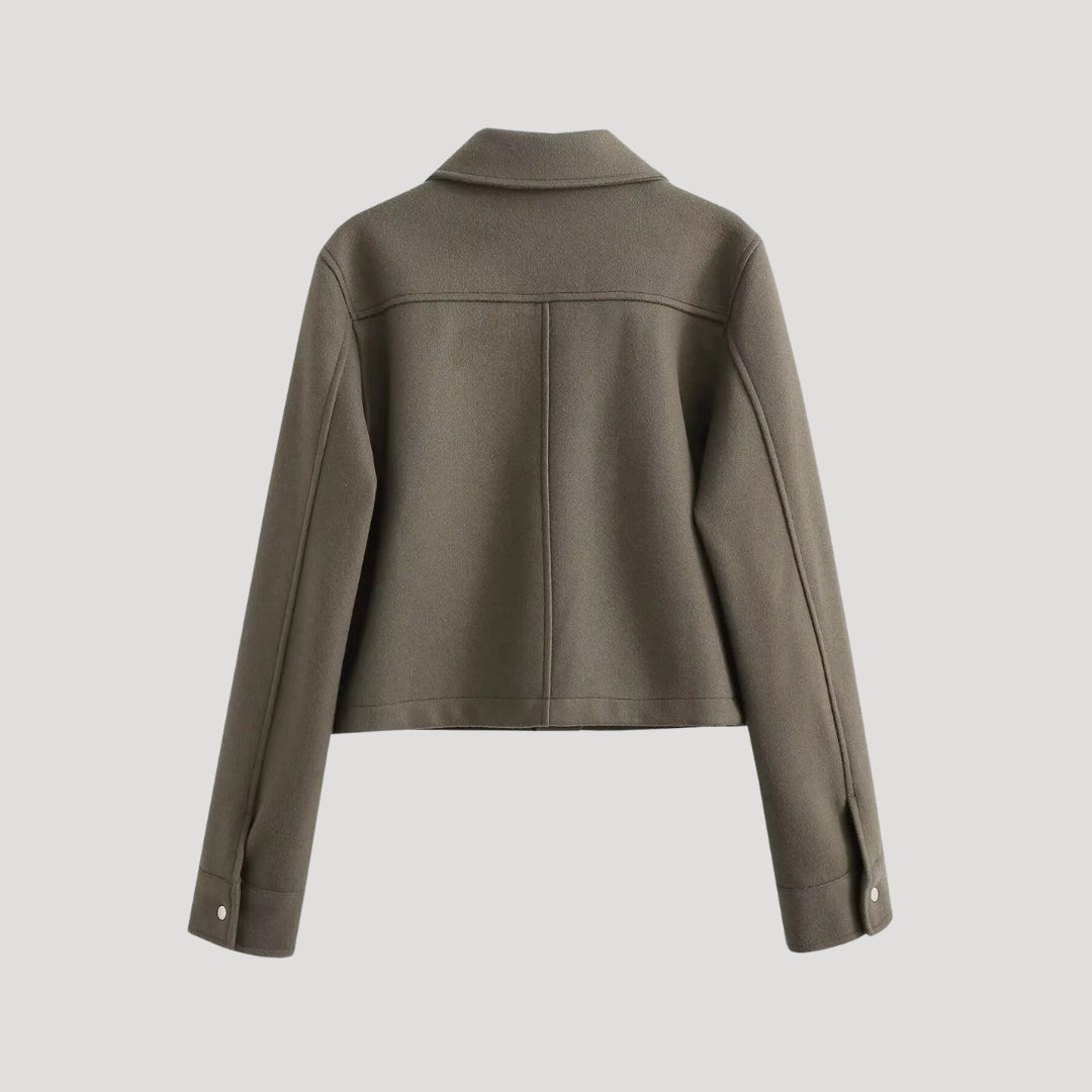 Women cropped wool utility jacket