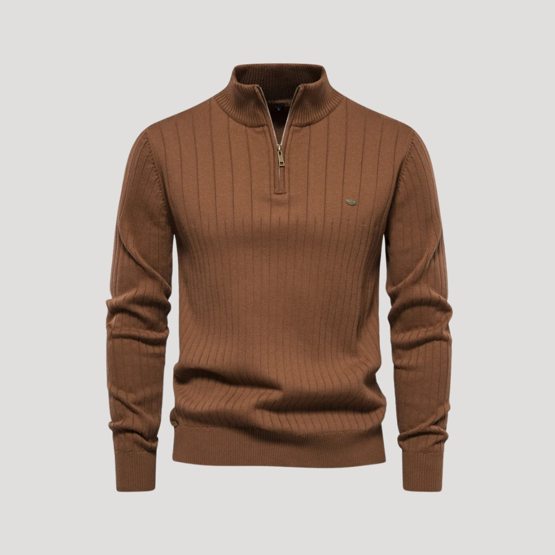 Men ribbed quarter-zip sweater