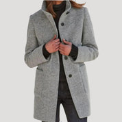 Women tailored wool blend coat