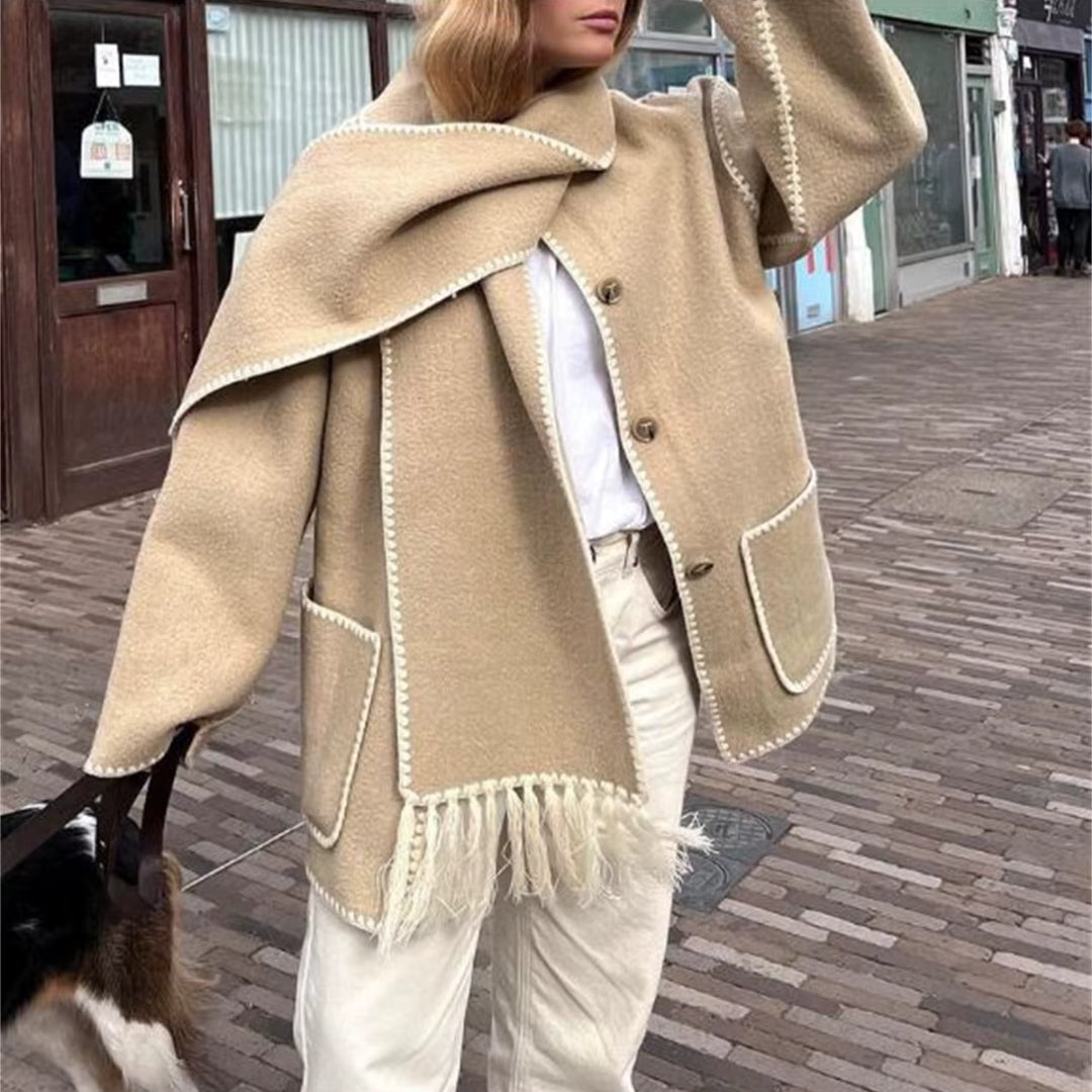 Women fringe wool winter coat