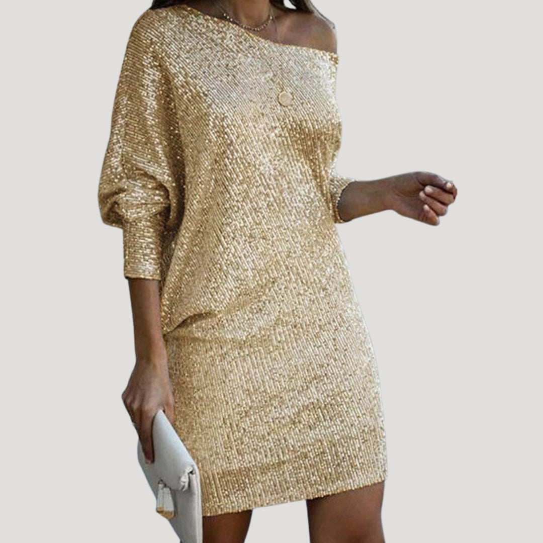 Women’s bardot long sleeve knit mini dress