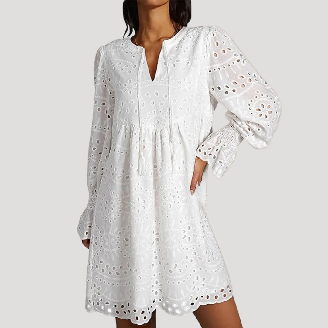 Broderie anglaise long sleeve dress