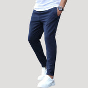 Men’s slim fit elastic waist casual chino trousers