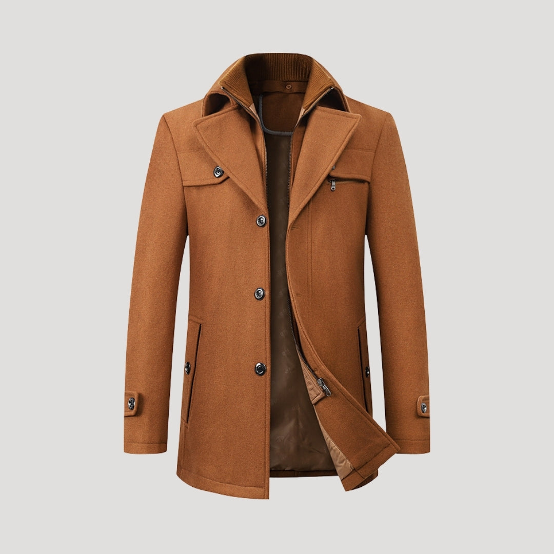 Men’s winter coat – mid length with smart zip front