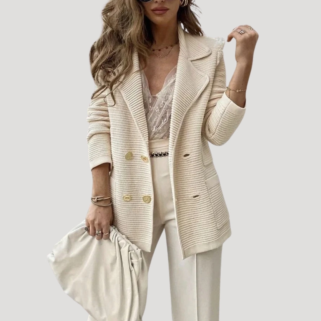 Ribbed double-breasted blazer jacket