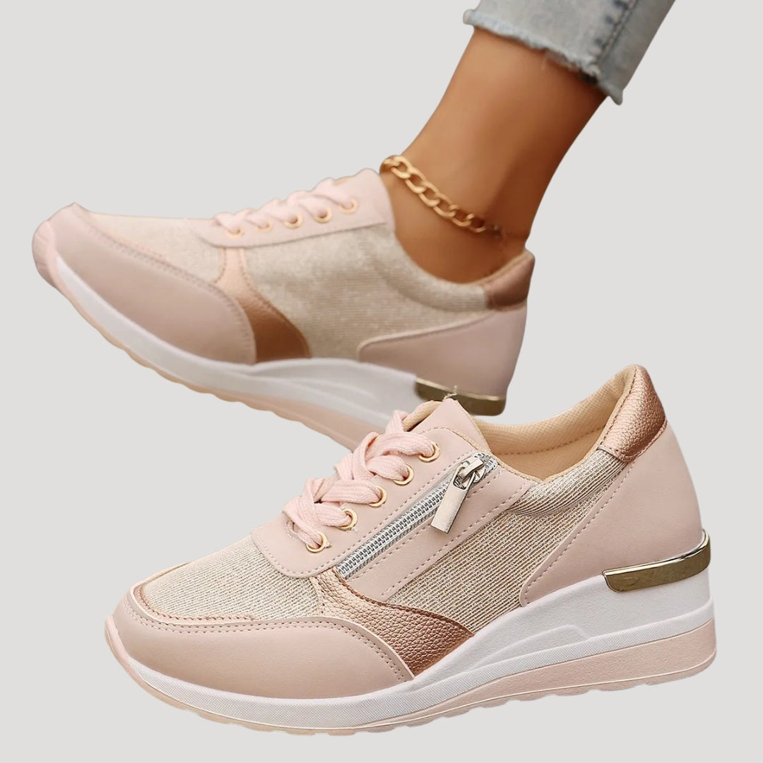 Women’s platform wedge trainers lace up casual sneakers