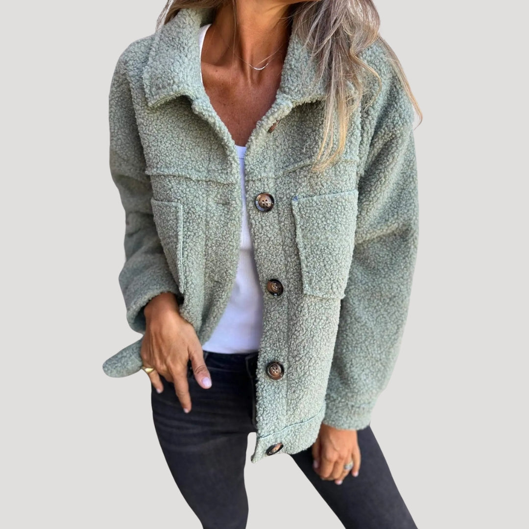 Women cozy teddy shacket