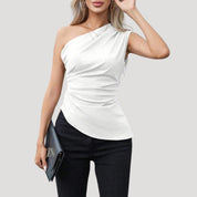 Elegant one-shoulder ruched top