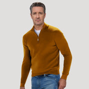 Half-zip ribbed sweater