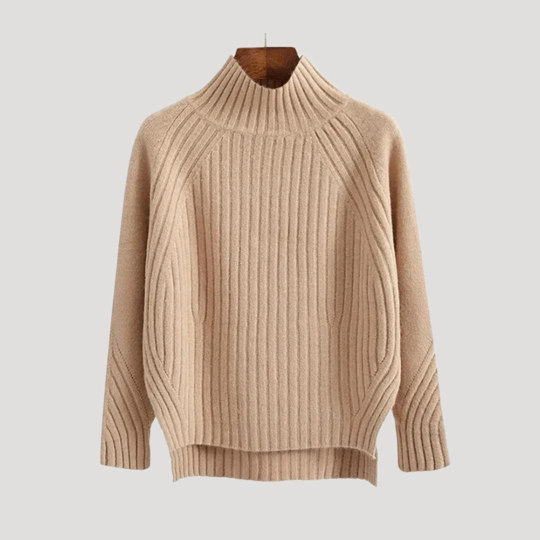 Cozy ribbed high-neck sweater