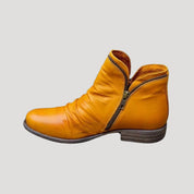 Women’s leather zip ankle boots low heel