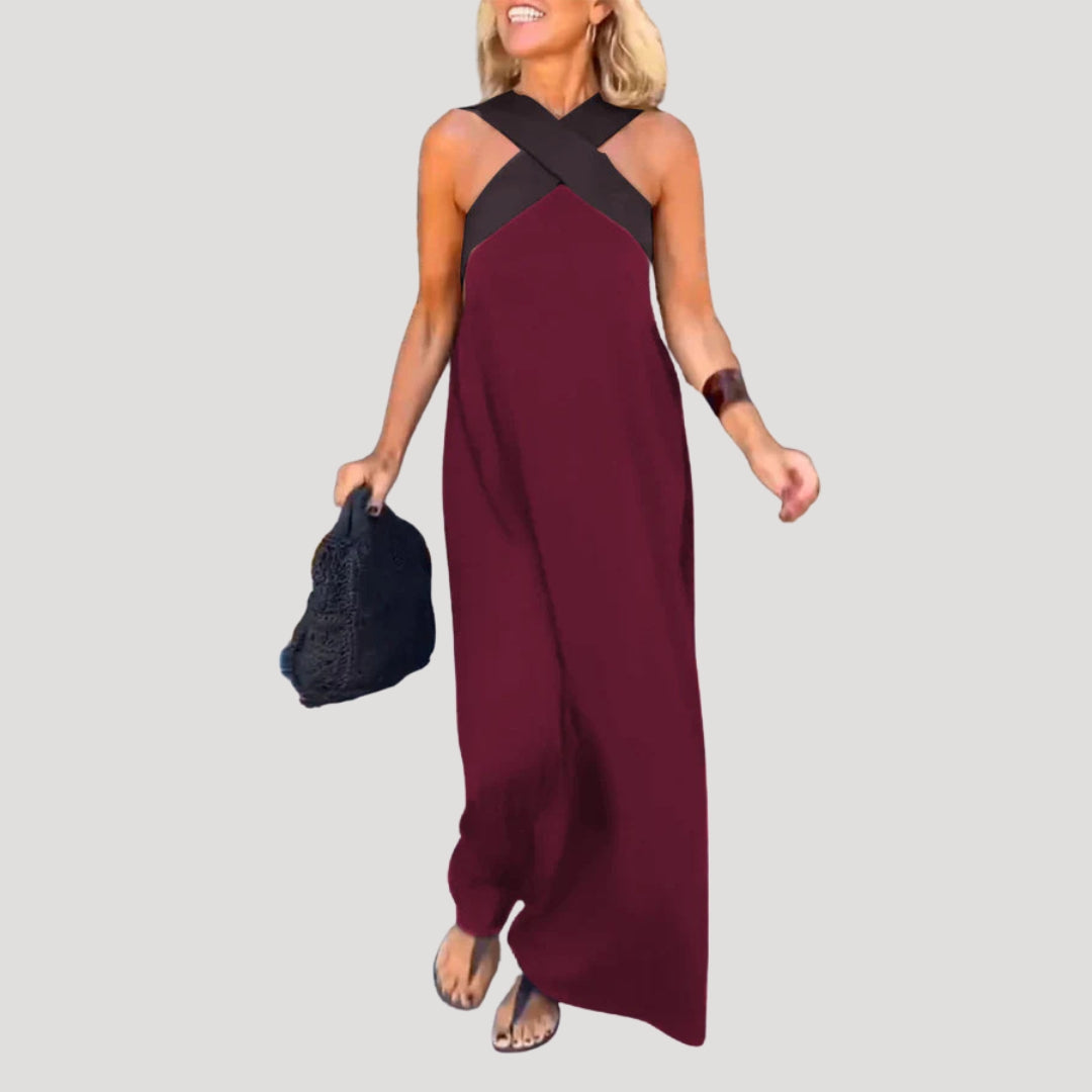 Women’s halter neck sleeveless maxi dress